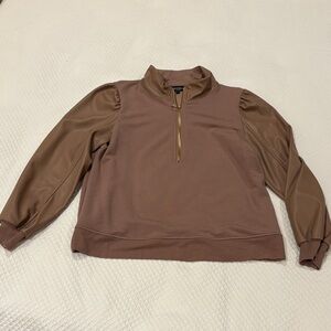 Brown Long Sleeve Pullover with Zipper